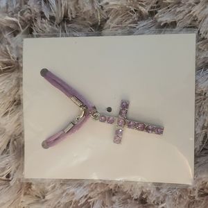 Cross necklace with satin cording